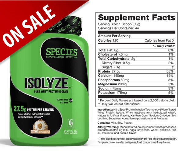 Isolyze Vanilla Peanut Butter 22 ON SALE